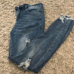 Medium wash ripped skinny jeans